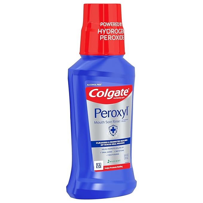 Colgate Peroxyl Antiseptic Mouth Sore Rinse, Alcohol Free, 1.5% Hydrogen Peroxide, Mild Mint, 8.4 Fl Oz (Pack of 1)
