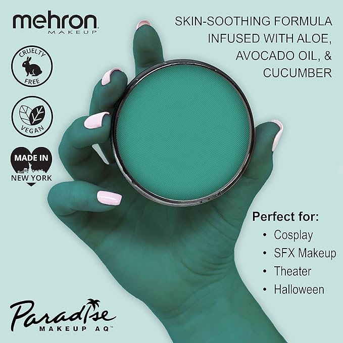 Mehron Makeup Paradise Makeup AQ Pro Size | Stage & Screen Performance, Face & Body Painting, Beauty, Cosplay, and Halloween | Water Activated Face Paint, Body Paint 1.4 oz (40 g) - Deep Sea