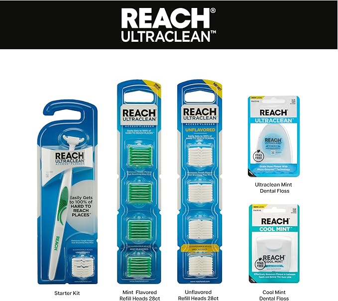 REACH Cool Mint Dental Floss, Fresh Mint, Plaque Remover for Teeth, Shred Resistant, Waxed, Easy on Gums & Teeth, Fresh Breath, Oral Care, PFAS Free, for Adults & Kids, 1 Pack, 55yd