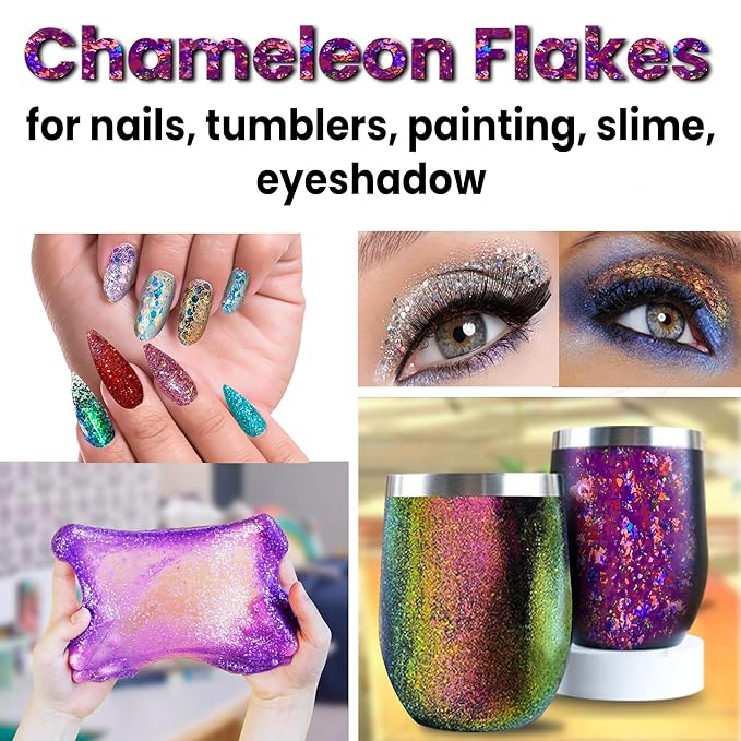 Chameleon Flakes & Chameleon Aurora Opal Flakes - Chameleon Flakes for Resin, Nails - Chameleon Mica Powder for Epoxy Resin, Paint