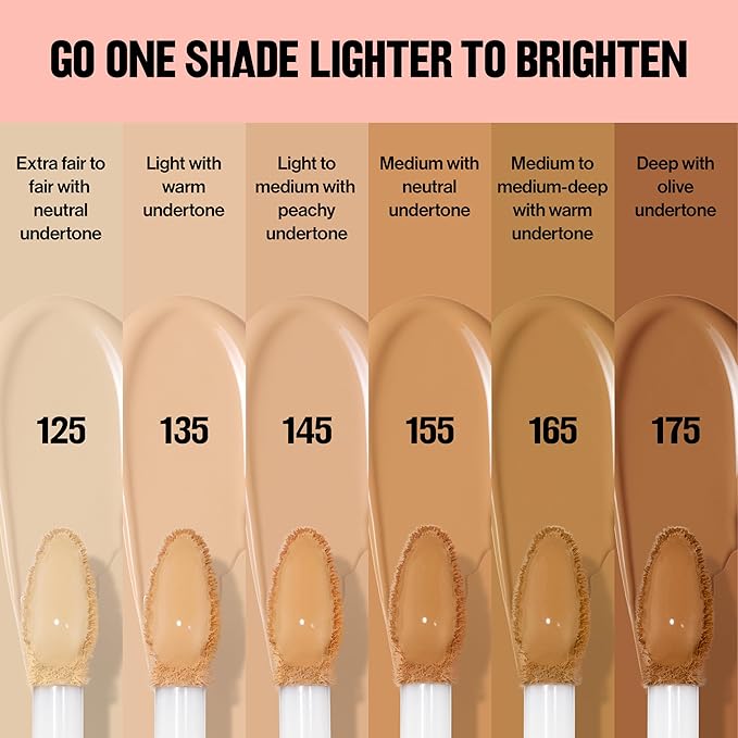 Revlon Glimmer Brightening Concealer, Liquid Under Eye Makeup, Made with Caffeine, Vitamin C, & Stevioside, 135, 0.3 fl oz