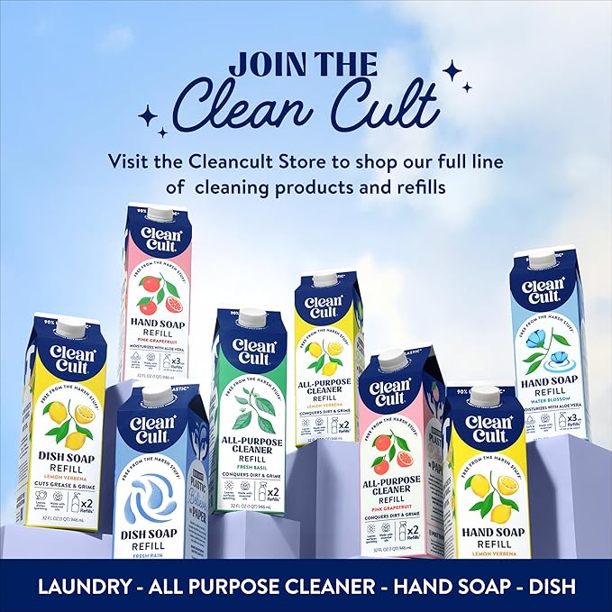 Cleancult Liquid Hand Soap Refill - Sea Minerals - Gentle On Sensitive Skin - Made with Aloe Vera & Essential Oils - Eco Friendly - Paper-Based Packaging - 32 oz/1 Pack