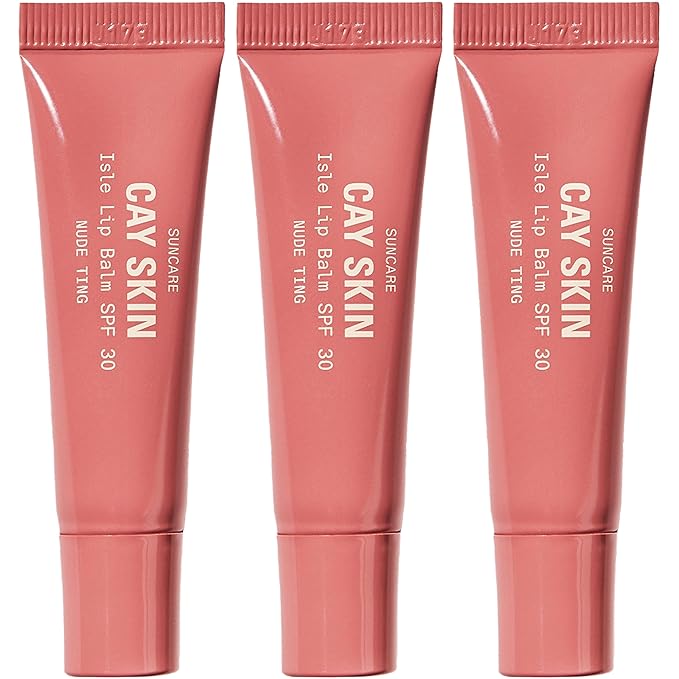 Cay Skin Isle Lip Balm SPF 30 – High Shine, Hydrating + Sheer Lip Gloss in Vanilla Brown Sugar Flavor – Formulated with Natural Ingredients for All Skin Tones – 3-Pack, Nude Ting