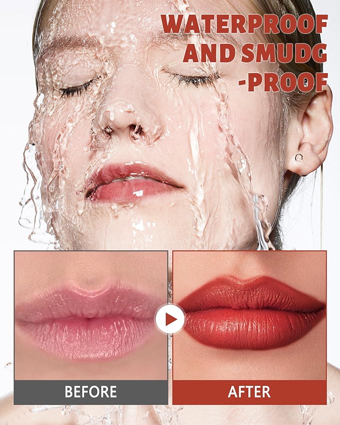 Peel Off Lip Tint Stain Set-3Pcs Pink Rose Tattoo Lip Liner Stain with Matte Finish,Lip Gloss Longlasting Waterproof Nonstick Tinted Colored Lipliner Lipstain,Lip Makeup Gift Kit for Girl Women