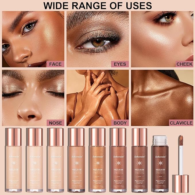 Natural Glow Liquid Filter Makeup, Longwear Face Luminizer, Complexion Booster For Any Part of the Body, Liquid Highlighter with Brush Kit, Infused Hyaluronic Acid, 1.06 fl oz (#02 FAIR/LIGHT)