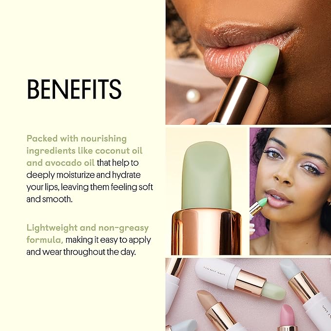 Winky Lux Matcha Lip Balm, Lip Balm with Coconut Oil, Vitamin E and Caffeine, Winky Lux Lip Balm and Lip Moisturizer, Clear Lip Balm