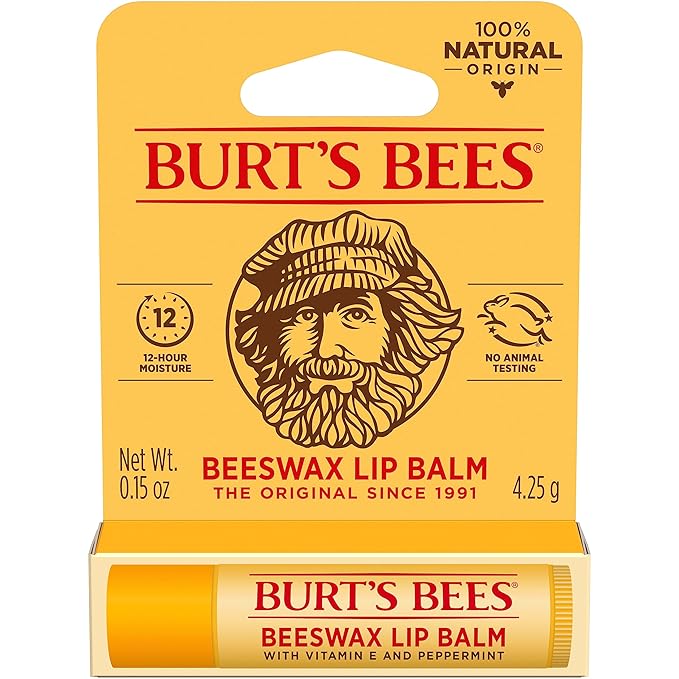 Burt's Bees Lip Balm, Lip Moisturizer With Responsibly Sourced Beeswax, with Vitamin E & Peppermint Oil, Natural Origin Moisturizing Care, 1 Tube, 0.15 oz.