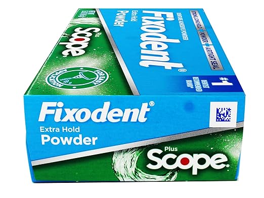 Fixodent Denture Adhesive Powder, Extra Strong, Plus Scope, Strong, Long Hold Powder, Airtight Seal, 1.6 OZ, Pack of 3