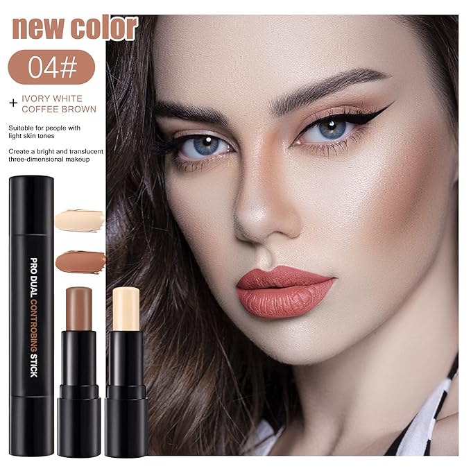 Double-End Contour Highlighter Stick Contour Stick, Face Highlighter, Contour Makeup Contouring Sticks Cream Concealer (4)