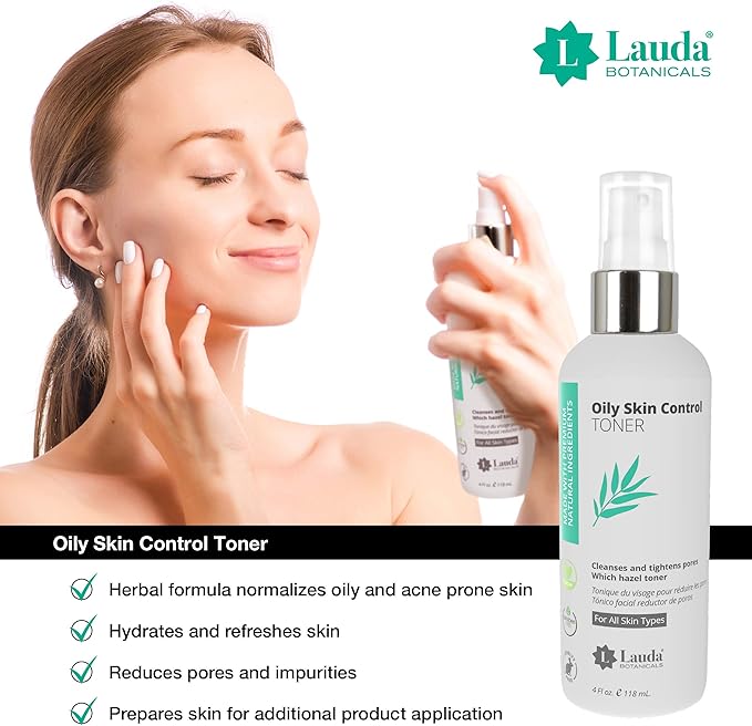 LAUDA BOTANICALS Vitamin C Facial Toner Spray, Hydrating Skin Balancing, Refreshing Pore Minimizer with Organic Witch Hazel, Aloe Vera, Anti Aging Antioxidants for Combination & Oily Skin, 4 Oz