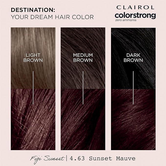 Clairol ColorStrong Permanent Zero Ammonia Hair Dye, 4.63 Sunset Mauve - Fiji Sunset Hair Color, Pack of 1
