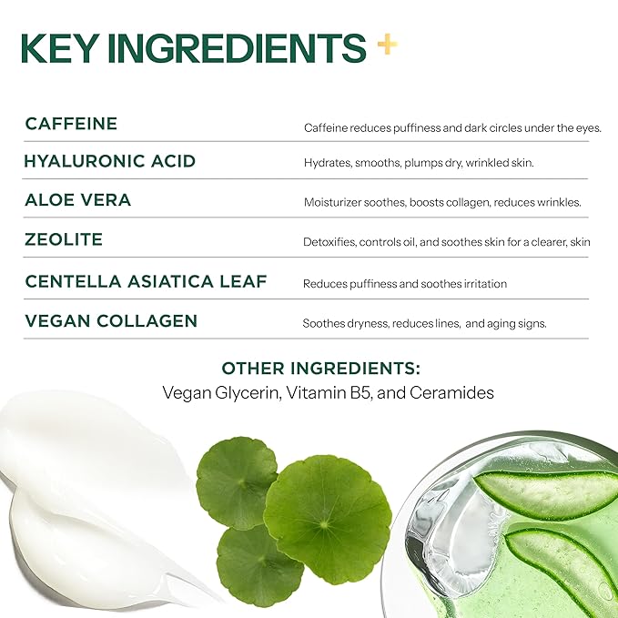 Under Eye Patches For Puffy Eyes and Dark Circles - Caffeine, Collagen & Zeolite - 3-in-1: Detox, Treat, Boost - Dermatologist Tested, Anti-Aging, Anti wrinkle Patches- 5 Pairs