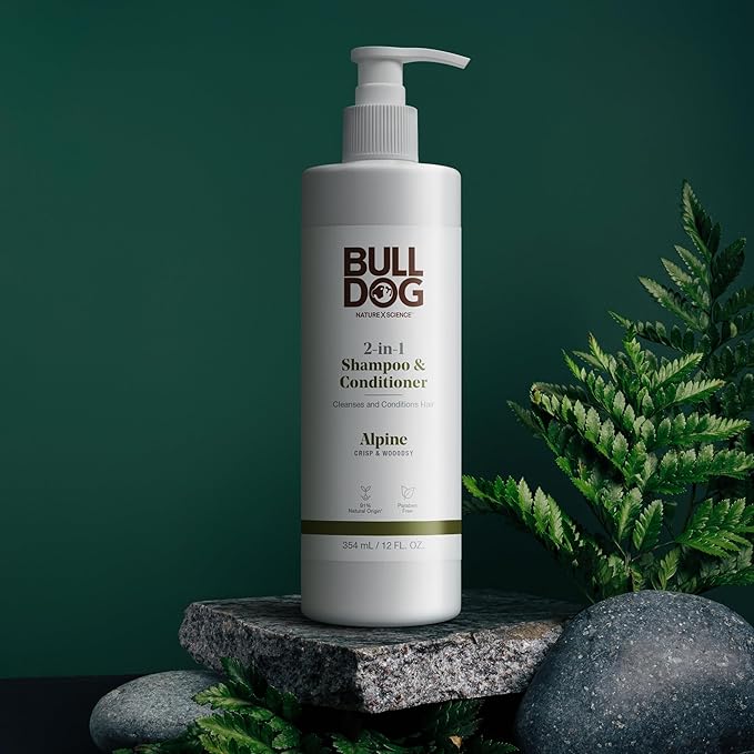 Bulldog Mens Skincare and Grooming 2-in-1 Shampoo and Conditioner, Alpine, 12 Fluid Ounces