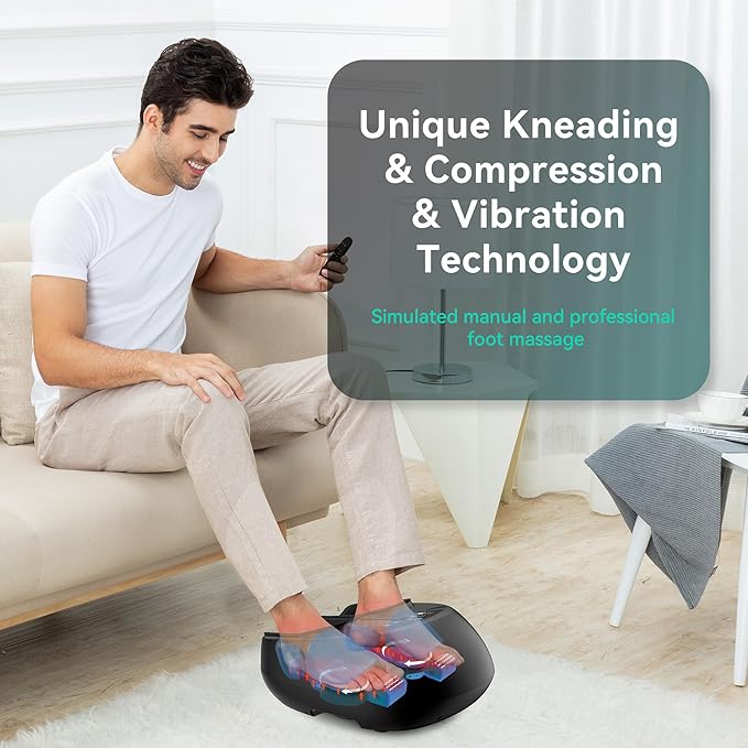 Snailax Foot Massager with Heat Compression Vibration Shiatsu Feet Massager for Plantar Fasciitis Neuropathy, Remote Control, Up to Size 13, Gifts for Dad, Mom Heated Foot Warmer