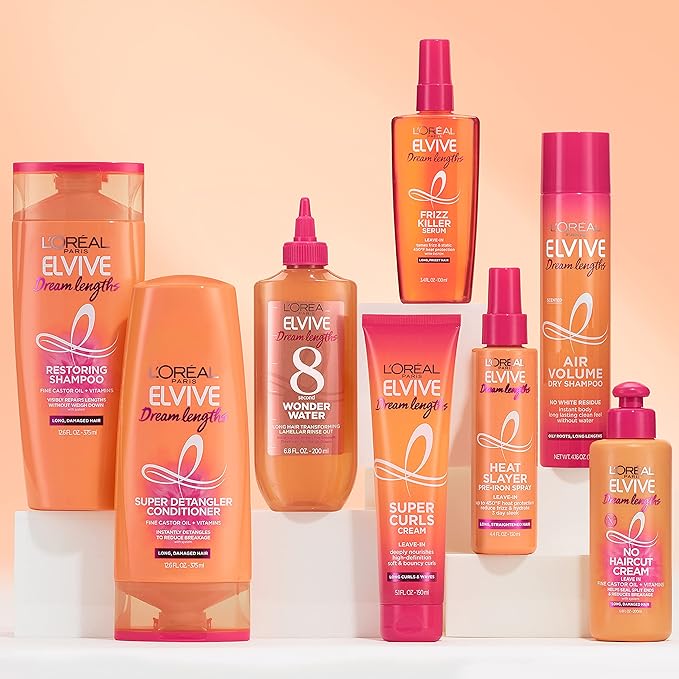 L'Oreal Paris Elvive Dream Lengths Air Volume Dry Shampoo Instantly Absorbs Oil, Long-Lasting Clean Feel, No White Residue, Instant Body, Sulfate, Paraben, Dye, Silicone Free Pack of 2, 8.32 oz