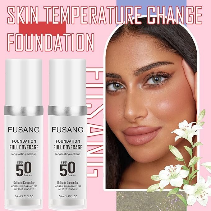 2PCS Color Changing Foundation,Full Coverage Foundation Long Lasting Base A 30ml