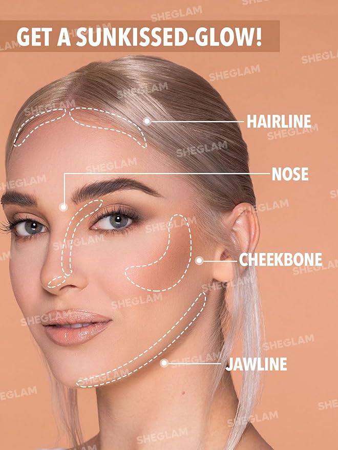 SHEGLAM Sunside Bronzer Powder Contour Long Wear Evenly Pigmented Neutral Warm Tone Sculpting Natural Matte Contour & Bronzer Face Makeup-Midsummer