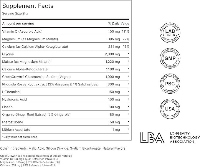 NOVOS Core Longevity Mix, Anti-Aging Supplement, Drink Powder Packet Unflavored - Skin Support, Energy, Mood Support, Sleep and Cognition Support - 30 Servings