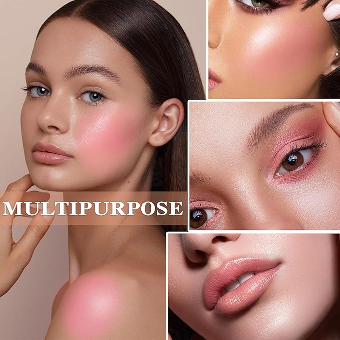 Cream Blush Stick with Brush,Waterproof Multi Cream Blush Skin K3