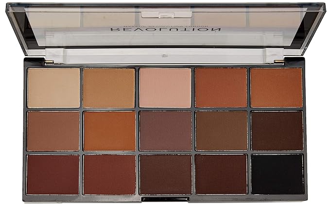 Makeup Revolution Reloaded Palette, Makeup Eyeshadow Palette, Includes 15 Shades, Lasts All Day Long, Vegan & Cruelty Free, Basic Mattes, 16.5g
