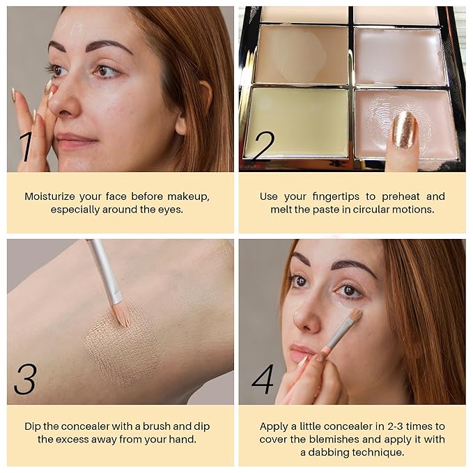 FV 6 Colors Cream Concealer Palette, Full Coverage & Long Lasting Colors Corrector Palette for Dark Circles, Redness, Acne with Natural Finish Cream Foundation Palette, 01 Light Shade