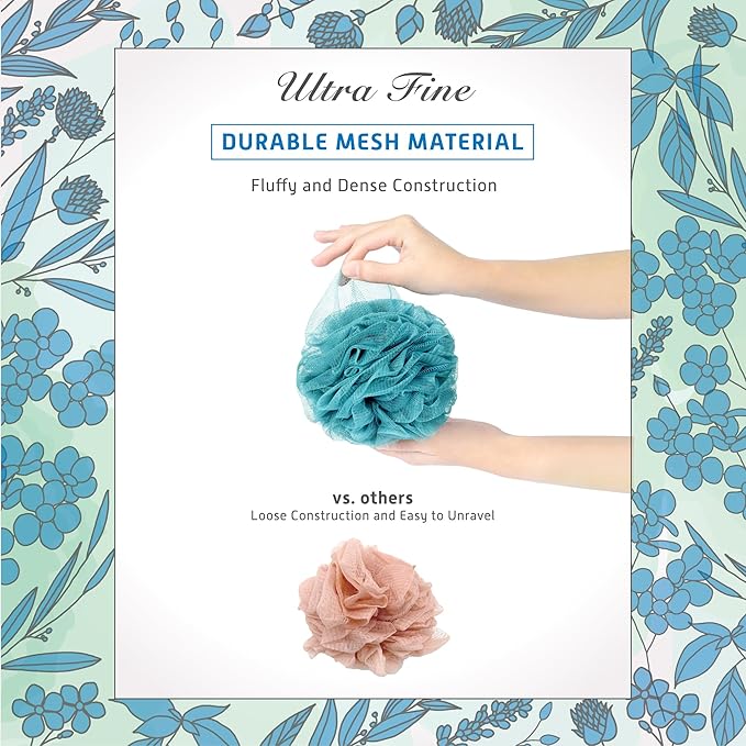 Spongentle Premium Deep Cleansing Loofah Sponge for Radiant Skin, Pack of 4, Bath and Shower, Exfoliating Body Scrubber, Beautiful Colors for Women and Men