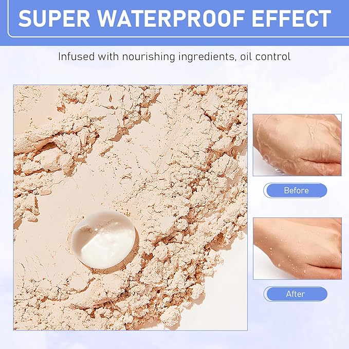 Maycheer Face Powder, Maycheer Setting Powder, Maycheer Lasting Waterproof Oil Absorbing Pressed Powder Compact, Lightweight Finishing Pressed Powder Compact (Natural Beige, 02)