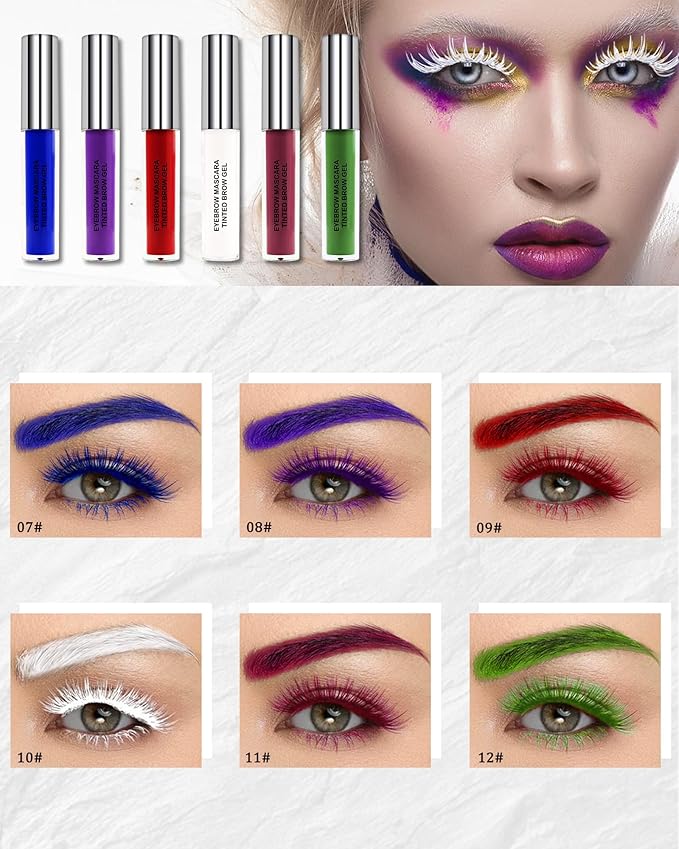 Tinted Eyebrow Gel Mascara- 1Pcs Long Lasting Waterproof Green Tinting Eye Brow Glue Colored Mascara, Dark Green Brow Filler Curling rimel de pestañas,Mother‘s Day Makeup Gift for Women Girl-#12