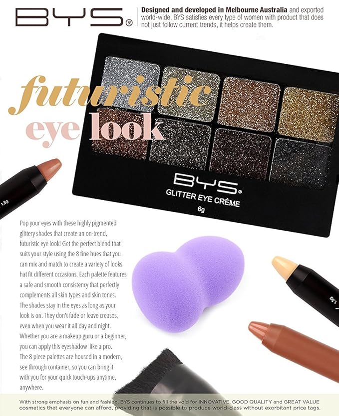 BYS Glitter Gel Makeup Palette 8 shades - Razzle Dazzle