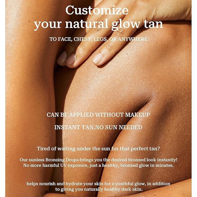 Bronzing Drops, Lightweight Non-greasy Liquid Bronzer for Face & Body, Glow Bronzing Serum for Flawless Skin & Radiant Finish (DEEP BRONZE)