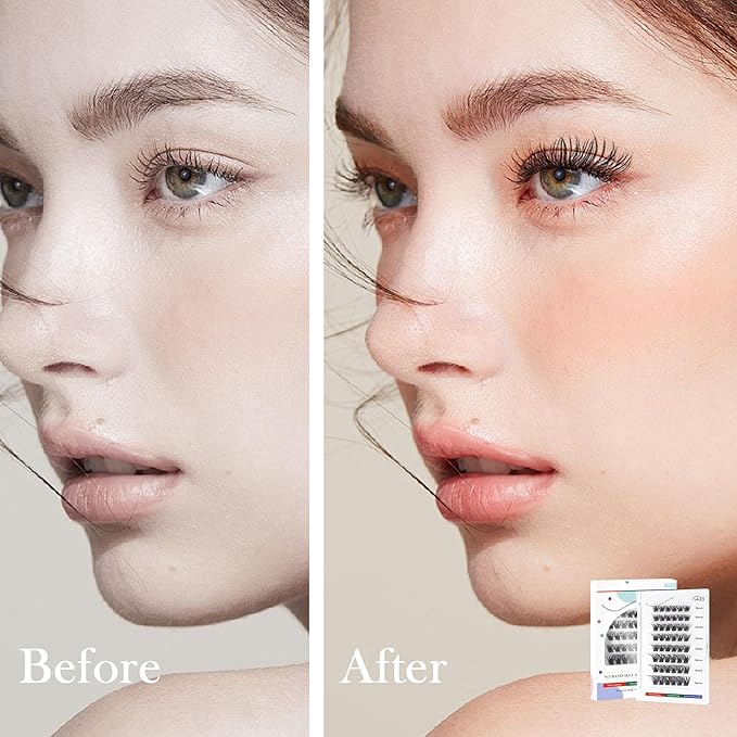 GAQQI Self Adhesive Lash Clusters, No Glue Eyelash Clusters 10-16mm Full & Volume Self Adhesive False Eyelashes, No Band Glueless Lashes