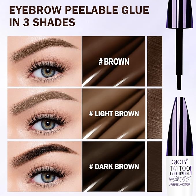 2025 New Tattoo Eyebrow Gel Easy Peel Off for Women, Upgrade Eyebrow Tattoo Peel Off, Transfer-proof Eyebrow Gels Waterproof for All Skin Types (Brown)