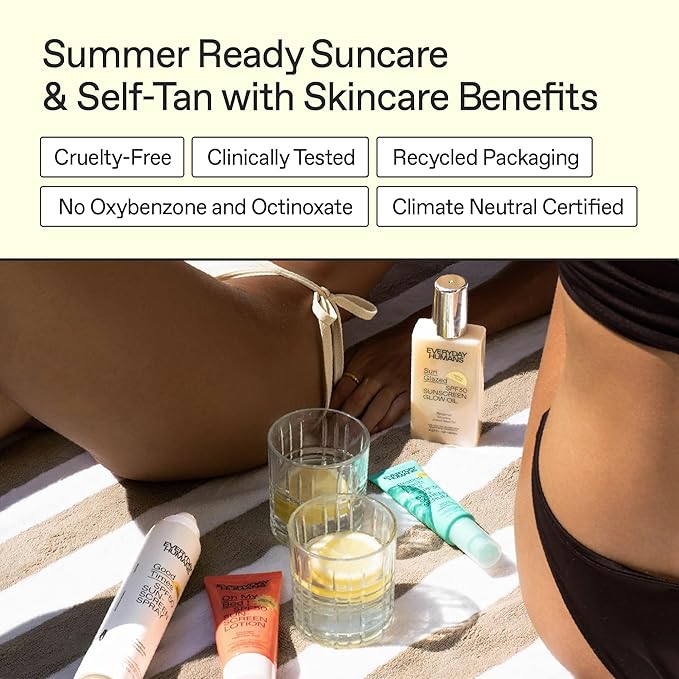 Everyday Humans SPF30 Sheer Body Glow Oil with Gold Mica | Sun Glazed Hydrating UV Protection Vegan Cruelty Free 5.1 Fl Oz | Bergamot, Squalane, Jojoba Seed Oil | UVA/UVB Broad Spectrum Protection