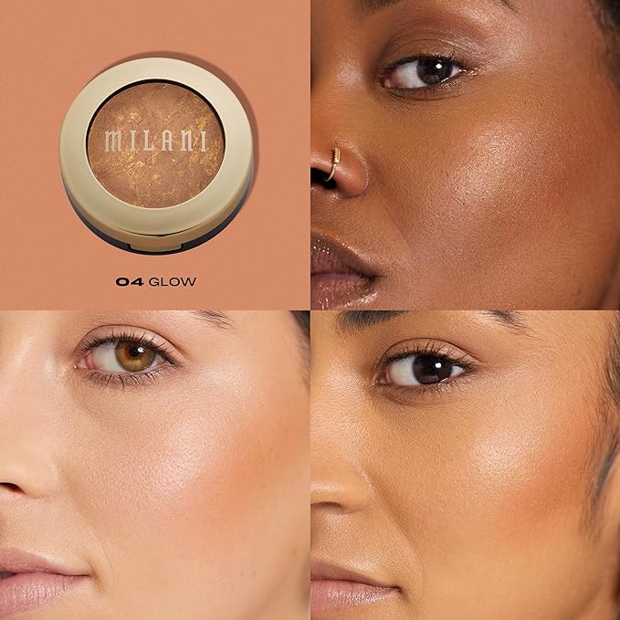 Milani Bronzer Powder - Baked Bronzer Made in Italy, Bronzing Shimmer Highlighter Makeup for Contour -Glow