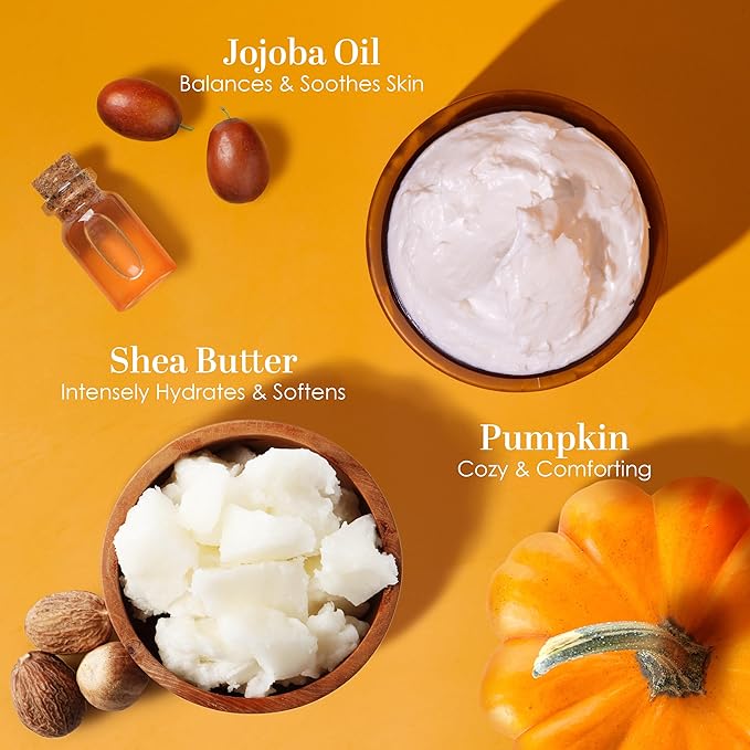 Pumpkin Body Butter with Organic Shea Butter | Pumpkin Spice Lotion for Women | Non Greasy Body Cream | Fall Body Care Favorite with Pumpkin Spice Scent
