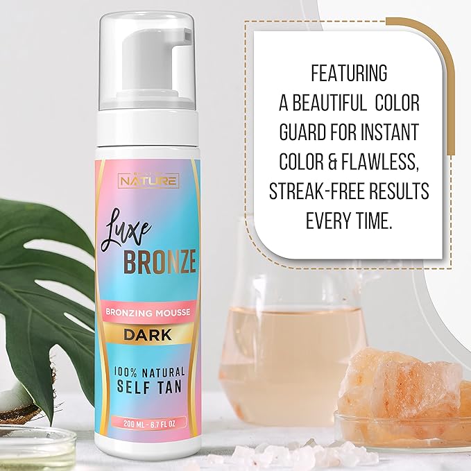 Self Tanner Dark Mousse - Fast-Acting, Anti-Cellulite, Natural Glow, Enriched with Aloe Vera & Coconut, Streak-Free & Trusted Tan, No Fake Tan Smell, Vegan & Cruelty-Free Self Tanning, 6.7 Fl Oz