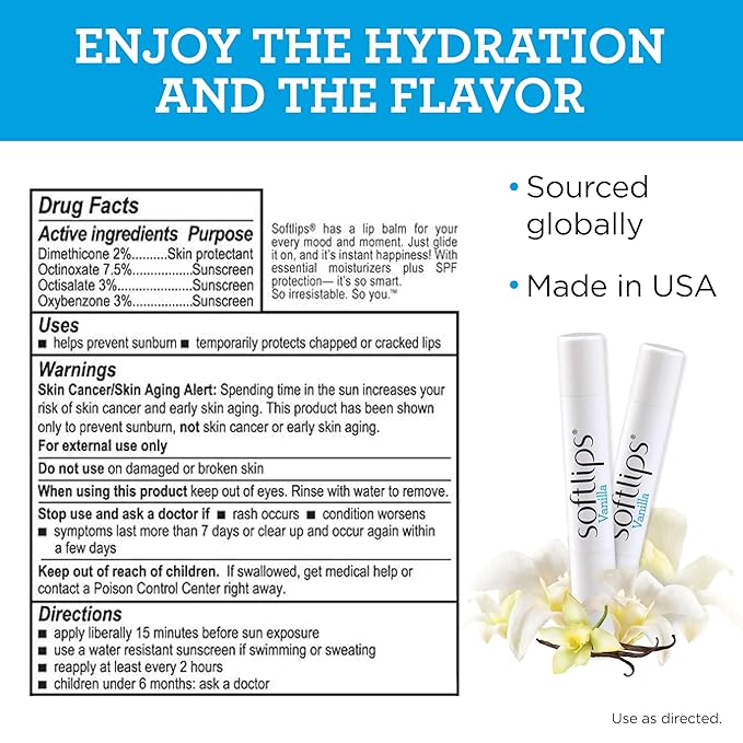 Softlips Lip Protectant SPF 20, Vanilla 2 count (Pack Of 6)