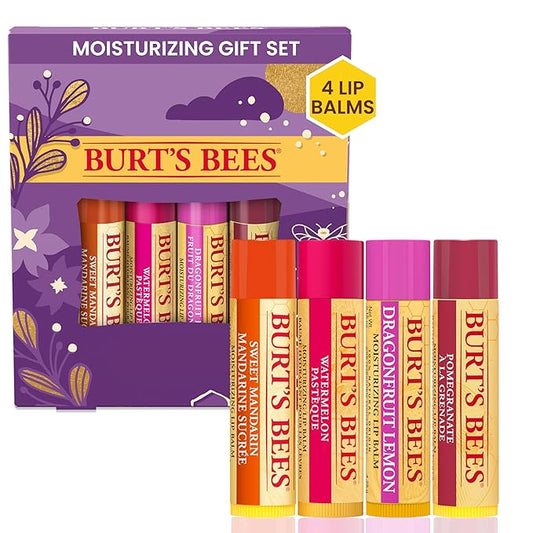 Burt's Bees, 4 Lip Balms, Beeswax Bounty Set, Pomegranate, Sweet Mandarin, Coconut And Pear & Watermelon
