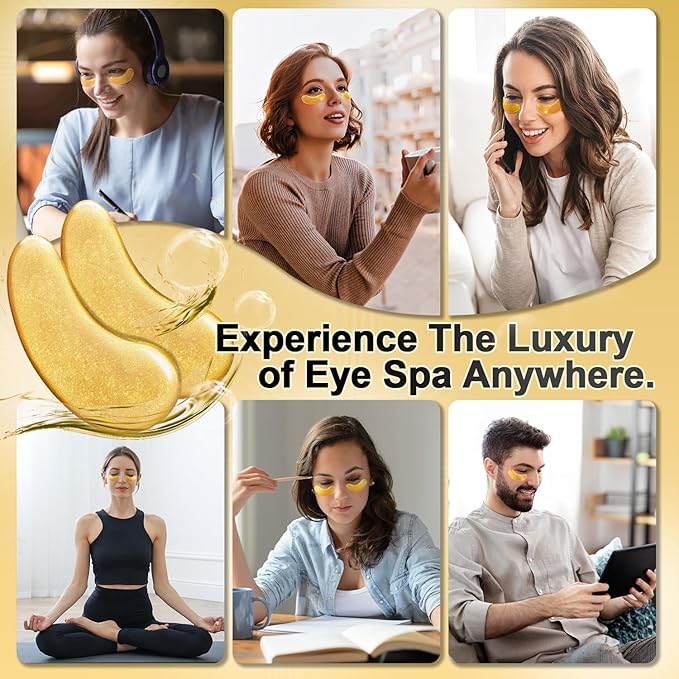 Under Eye Patches (48 Pairs) - 24K Gold Eye Masks Enriched with Abundant Collagen | Diminish Dark Circles and Puffiness | Anti-Aging, Smooth Fine Line, Nourish Skin - Gifts for Women Skin Care