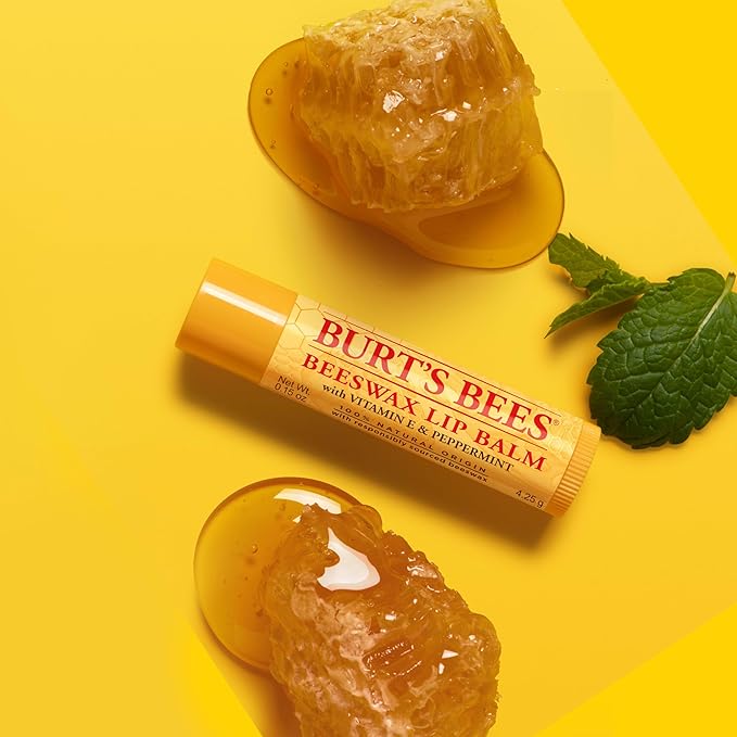 Burt's Bees Lip Balm, Lip Moisturizer With Responsibly Sourced Beeswax, with Vitamin E & Peppermint Oil, Natural Origin Moisturizing Care, 1 Tube, 0.15 oz.