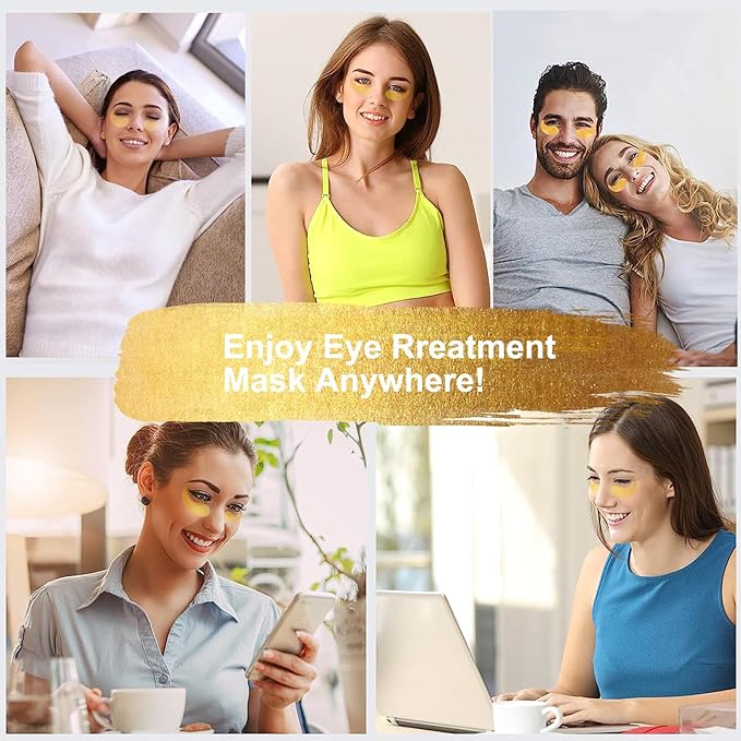 24k Gold Under Eye Patches, Eye Masks for Puffy Eyes 60 pcs, for Dark Circles and Puffiness, Hydrating Eye Mask Skincare, Eye Gel Pads for Eye Bags and Wrinkles Under Eye Treatment