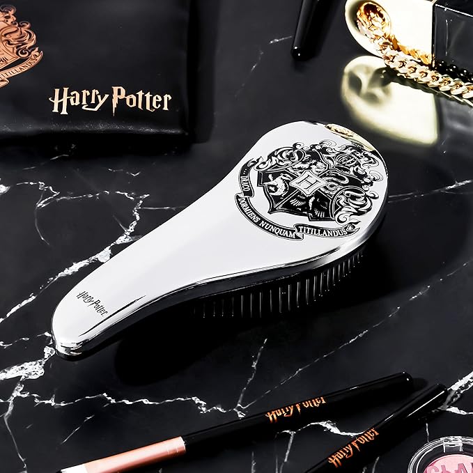 Harry Potter Gifts for Girls Hair Brush for All Hair Types Detangling Styling Women Beauty Accessories Handbag Size Official Product (Silver)