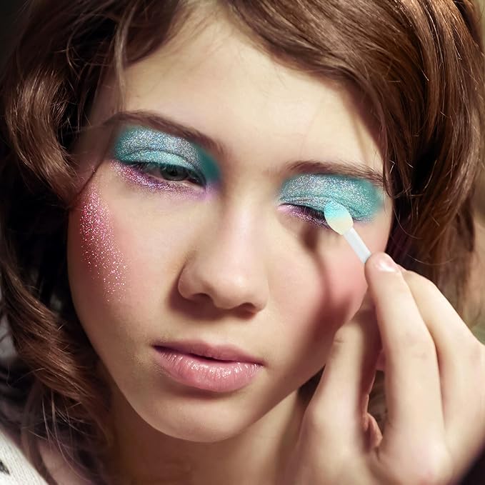 Expressions Perfectly Me Glisten & Glitter Makeup Palette 10 Color Eyeshadow Palette & Blush Makeup Novelty Beauty Set, Fold Out Compact with Mirror, Cute Makeup Kit Gifts - Washable, Non-Toxic