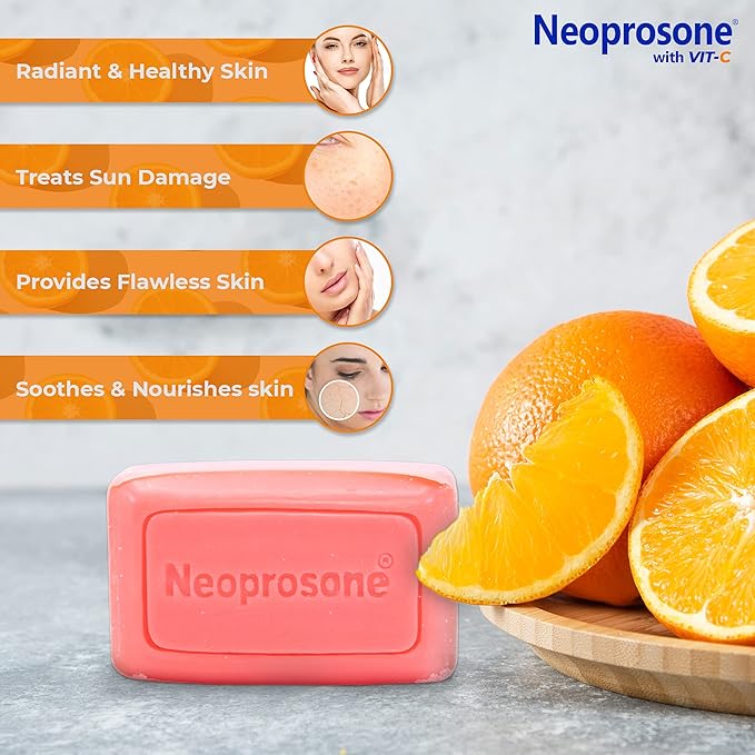 Neoprosone Skin Brightening Soap, 2.82 oz / 80 g, Hyperpigmentation Soap, Cleansing Bar, Fade Dark Spots on Knees, Elbows, Face, Private Areas, with Vitamin C and Castor Oil