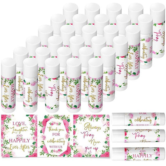 30 Pcs Wedding Lip Balms Bulk Flower