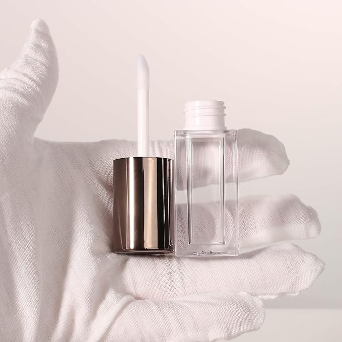 COSIDEA 20pcs 5ml Square empty lip gloss tubes bulk with wand unique rectangular lipgloss tube with round cap