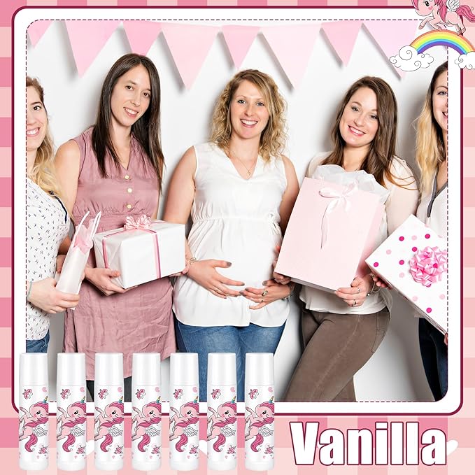 Loopeer 50 Pcs Lip Balm Gift Set Baby Shower Party Favors Natural Ingredients Beeswax lipsticks Gender Reveal Favors Gift Chapped Lips Care Products for Baby Kids Men Women and Children (Unicorn)