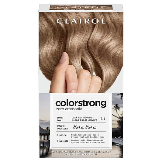 Clairol ColorStrong Permanent Zero Ammonia Hair Dye, 7.1 Dark Ash Blonde - Bora Bora Hair Color, Pack of 1