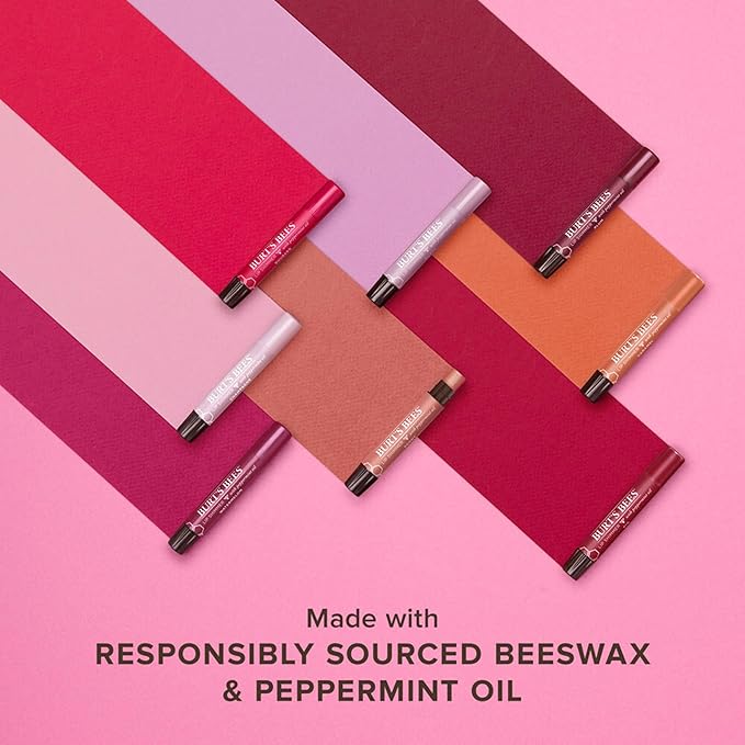 Burt's Bees Shimmer Lip Tint Set, Tinted Lip Balm Stick, Moisturizing for All Day Hydration with Natural Origin Glowy Pigmented Finish & Buildable Color, Fig (4-Pack)