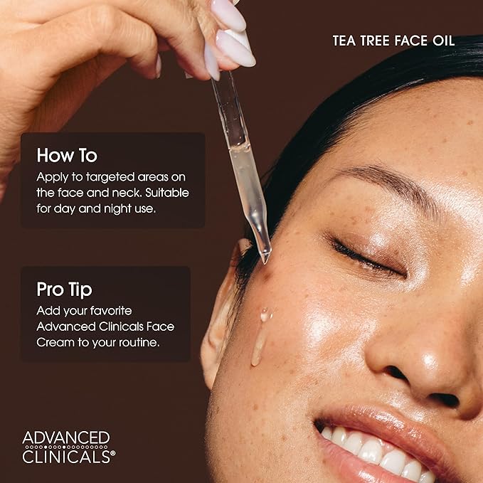 Advanced Clinicals Tea Tree Oil For Skin Facial Serum | Tea Tree Serum For Face With Vitamin E + Botanicals To Help Improve Appearance Of Large Pores & Skintone For Smoother Looking Skin, 2-Pack